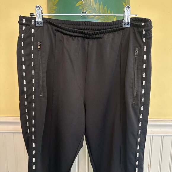 Victorias Secret Pink Black Jogger Pants With Side Stripe Design M - Picture 7 of 8